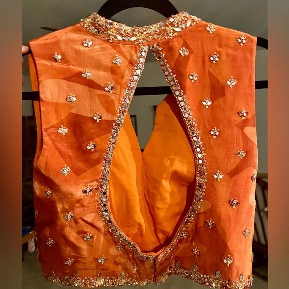 Kalki Elegant Orange Lehenga Set - Picture 6 of 10